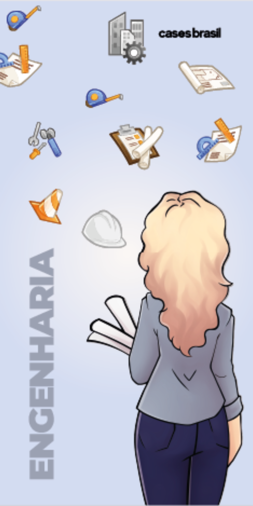 Capinha para Celular Engenharia - Boneca Profissão Com Fundo