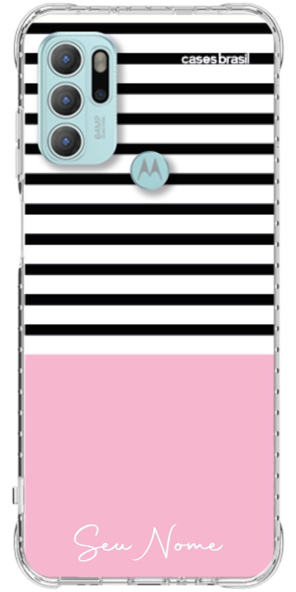 Capinha para Celular Listras Base Rosa