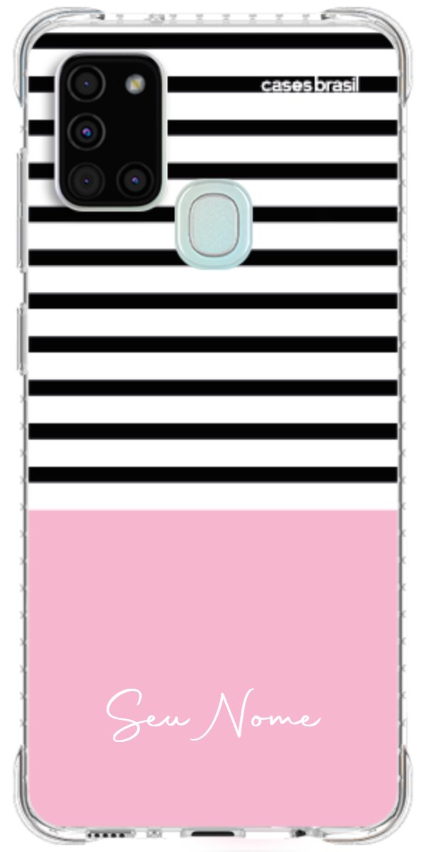 Capinha para Celular Listras Base Rosa