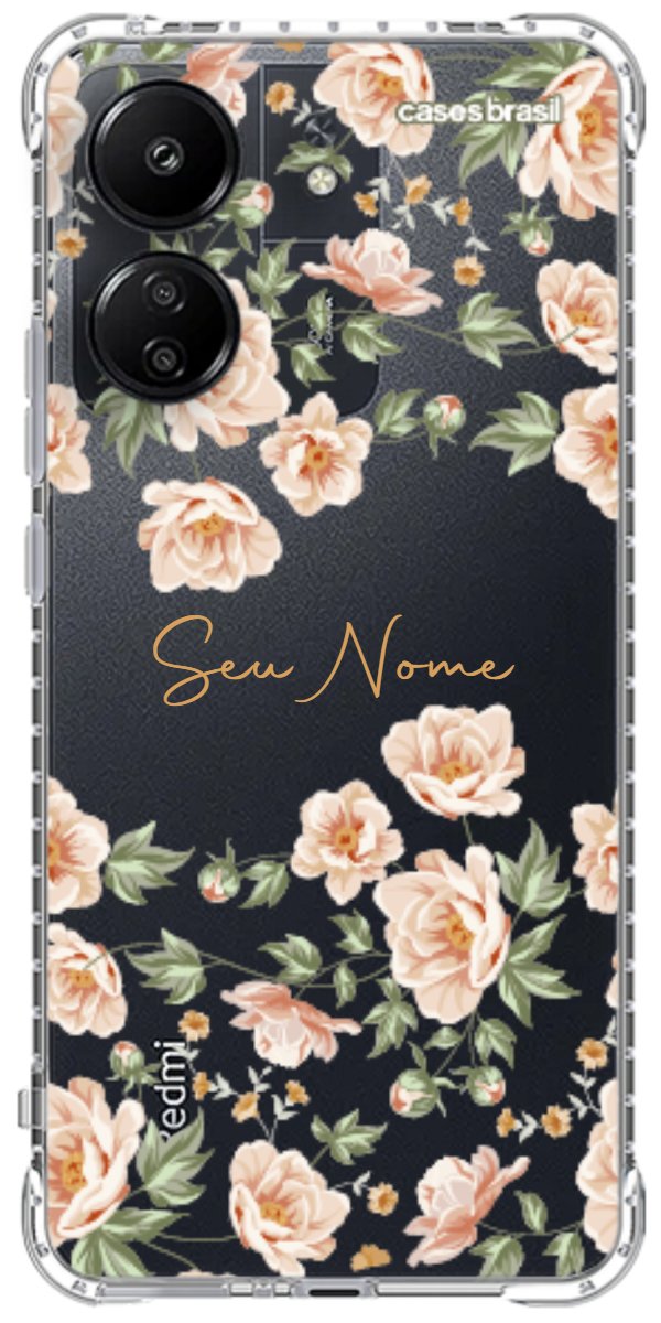 Capinha para Celular Flores Alaranjadas