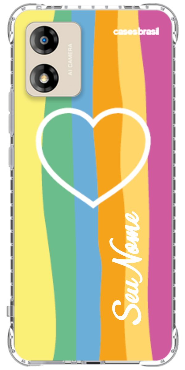 Capinha para Celular Coração delicado Arco-íris Vertical