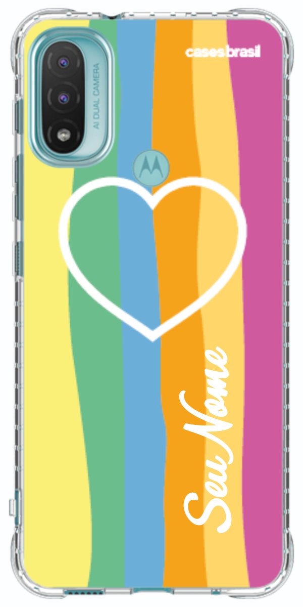 Capinha para Celular Coração delicado Arco-íris Vertical