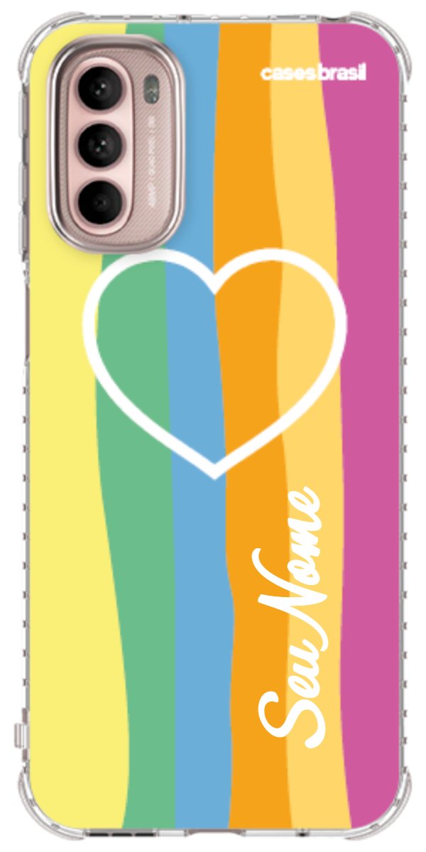 Capinha para Celular Coração delicado Arco-íris Vertical