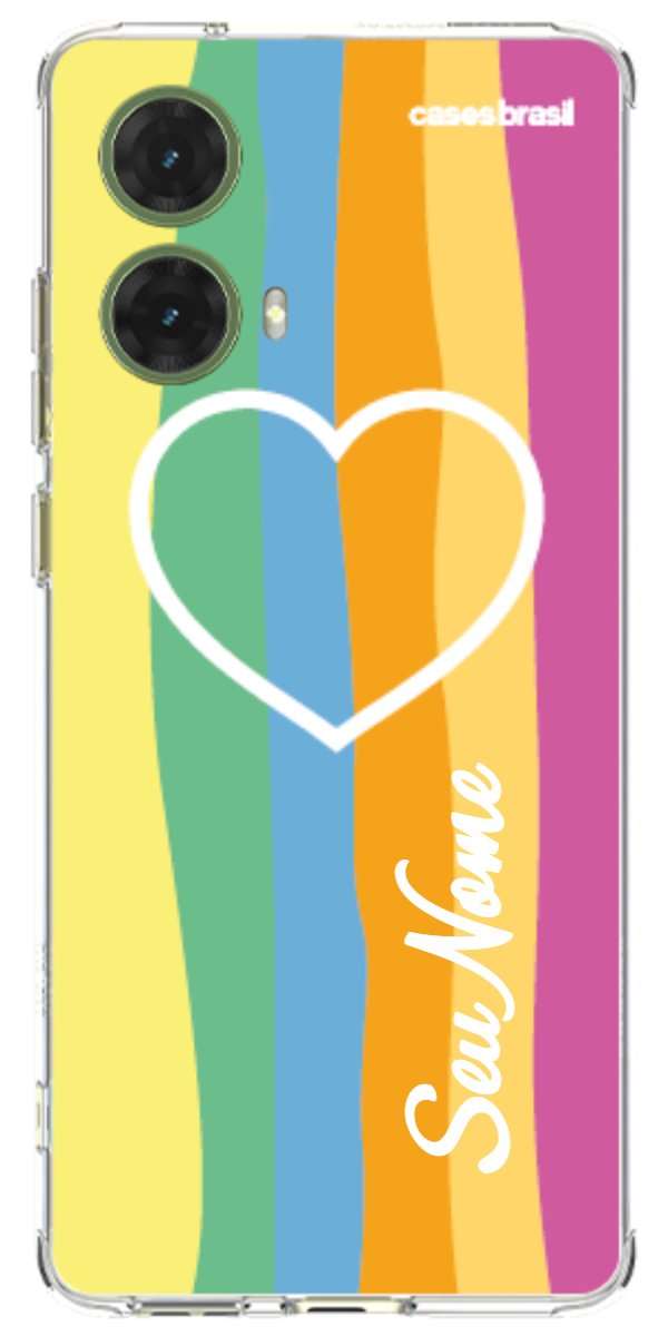 Capinha para Celular Coração delicado Arco-íris Vertical