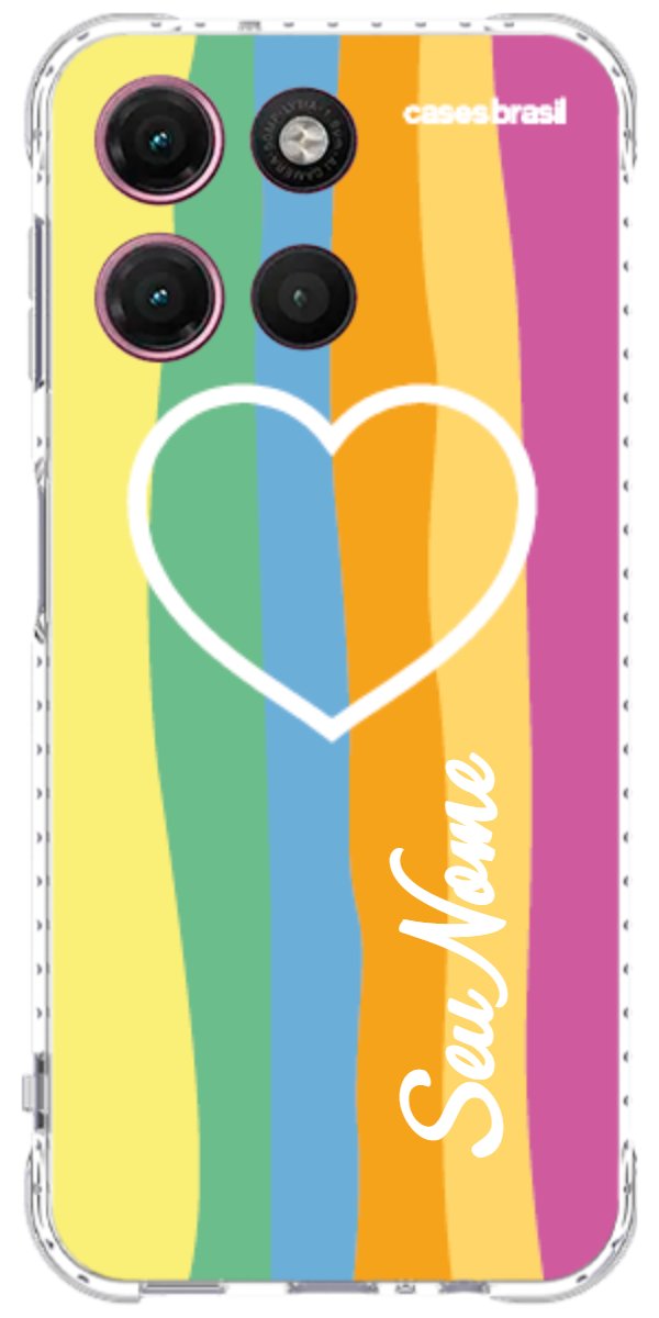 Capinha para Celular Coração delicado Arco-íris Vertical