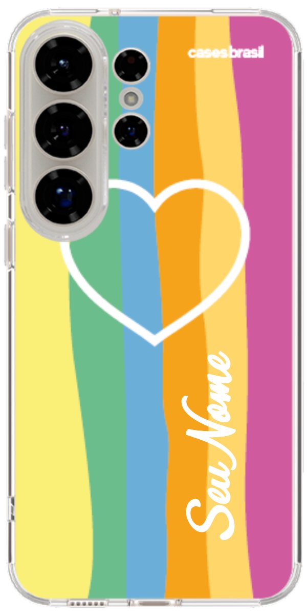 Capinha para Celular Coração delicado Arco-íris Vertical