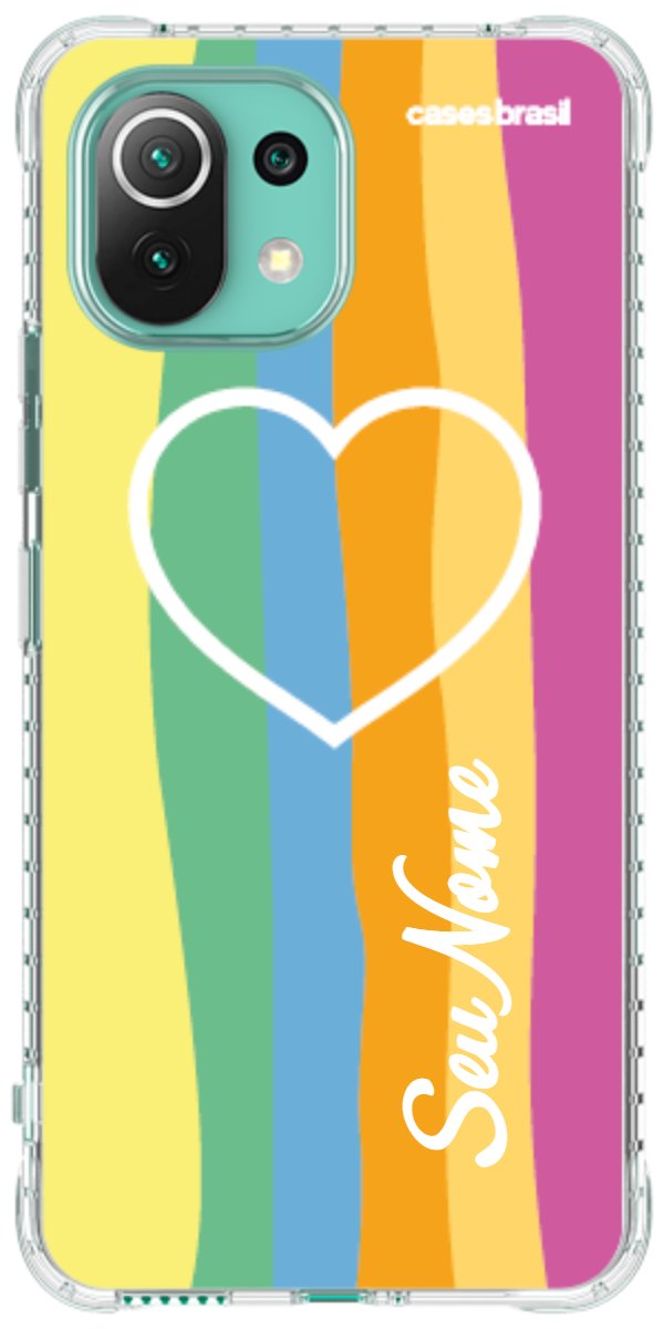 Capinha para Celular Coração delicado Arco-íris Vertical