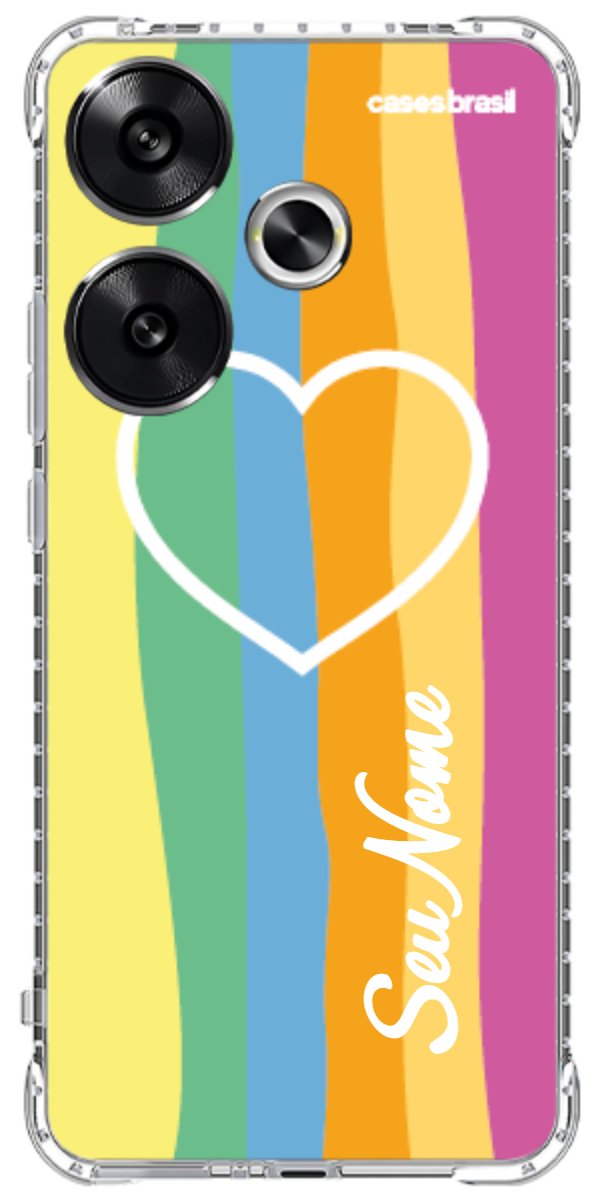 Capinha para Celular Coração delicado Arco-íris Vertical