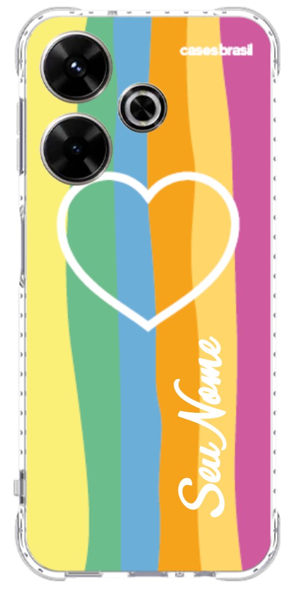 Capinha para Celular Coração delicado Arco-íris Vertical