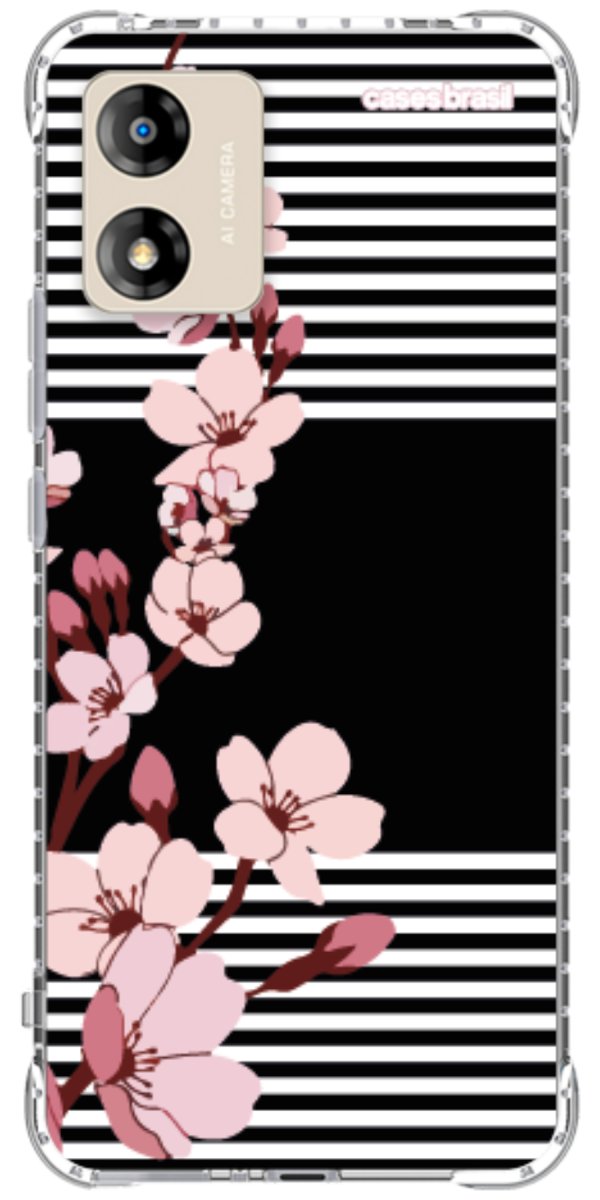 Capinha para Celular Flores de Primavera Listradas