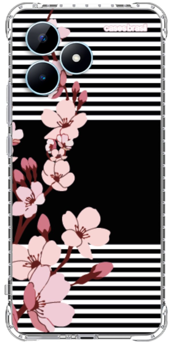 Capinha para Celular Flores de Primavera Listradas