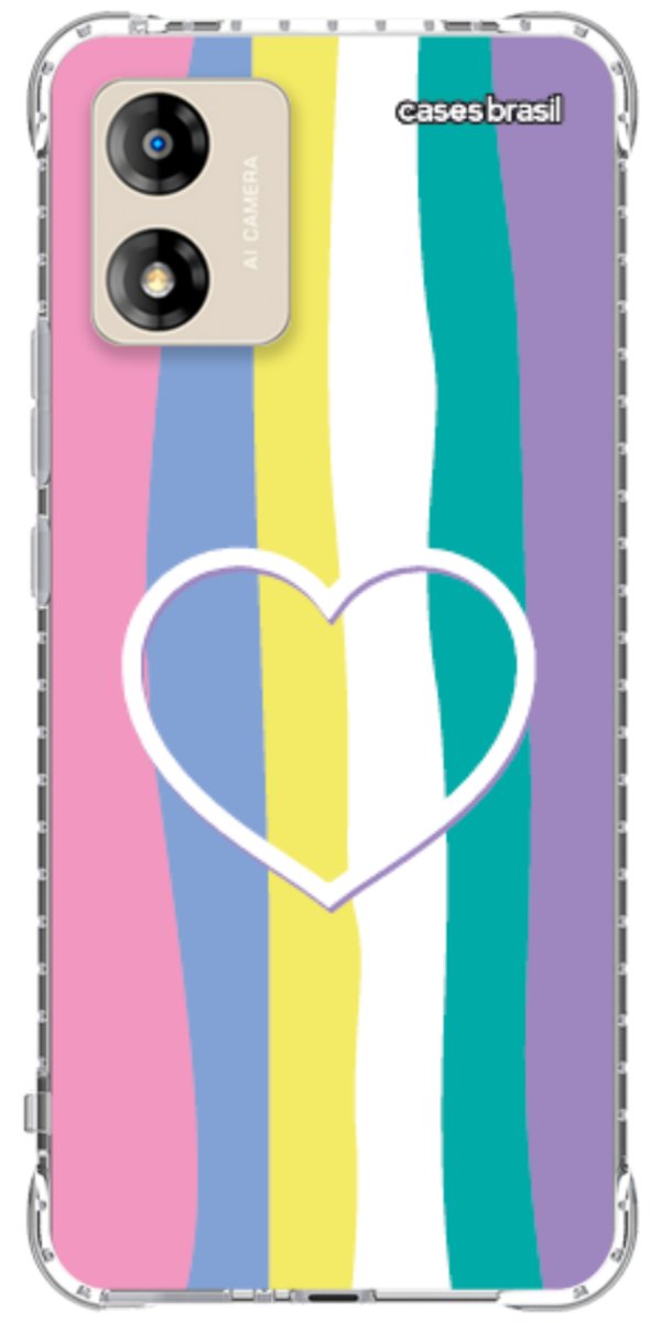 Capinha para Celular Arco-íris com Coração