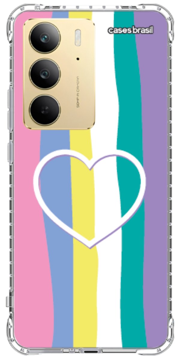 Capinha para Celular Arco-íris com Coração