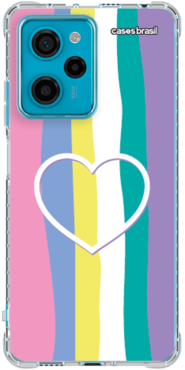 Capinha para Celular Arco-íris com Coração