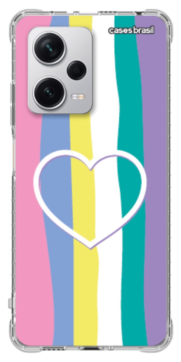 Capinha para Celular Arco-íris com Coração