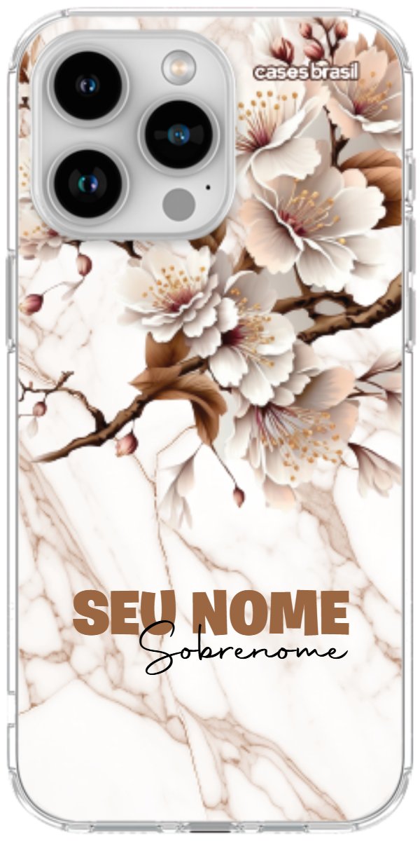Capinha para Celular Mármore Sépia Floral