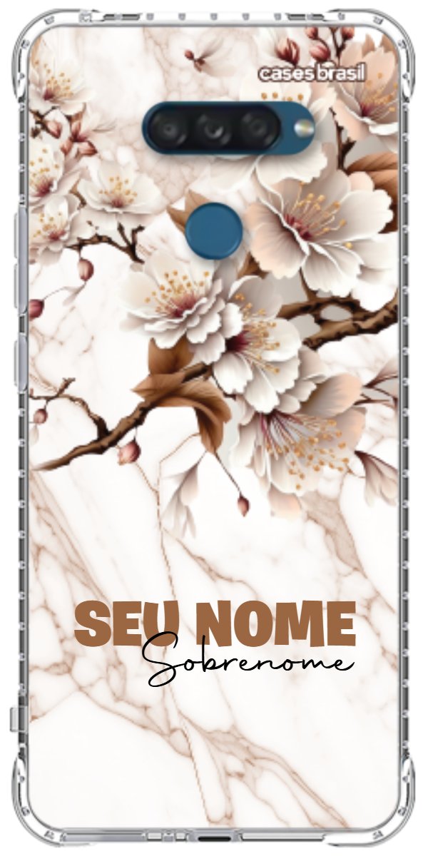 Capinha para Celular Mármore Sépia Floral