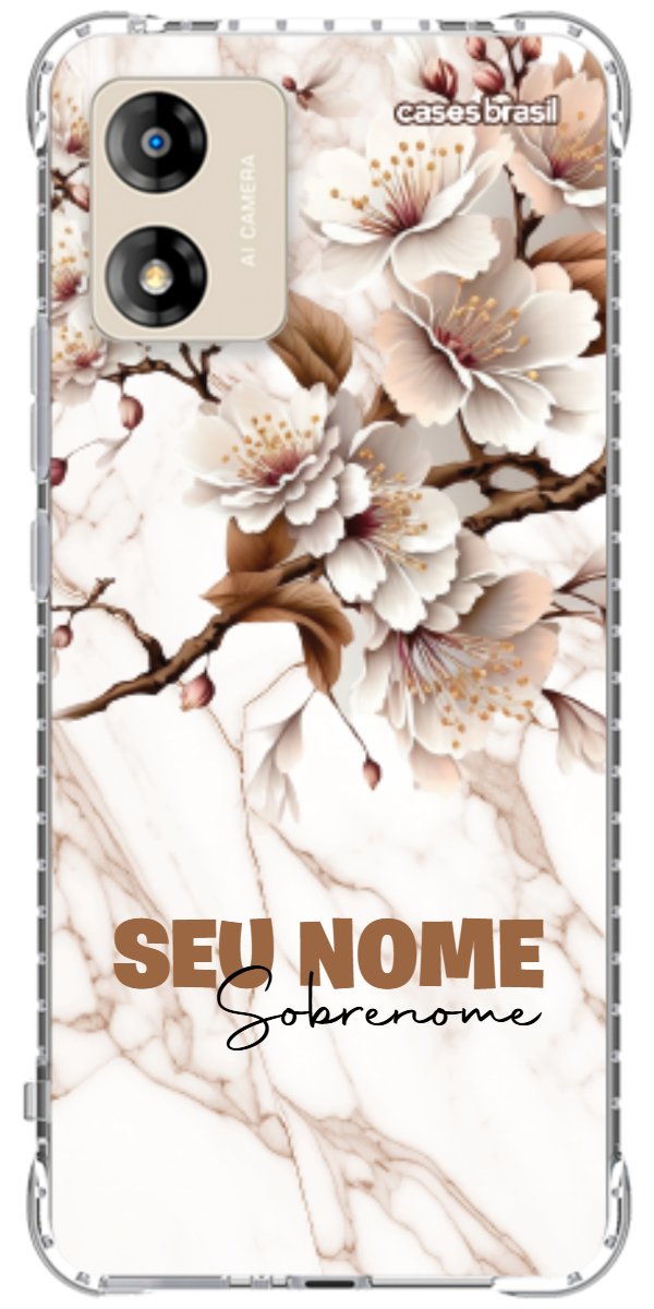 Capinha para Celular Mármore Sépia Floral