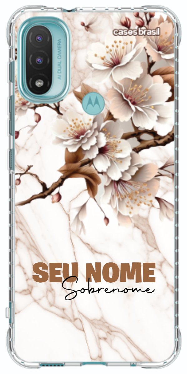 Capinha para Celular Mármore Sépia Floral