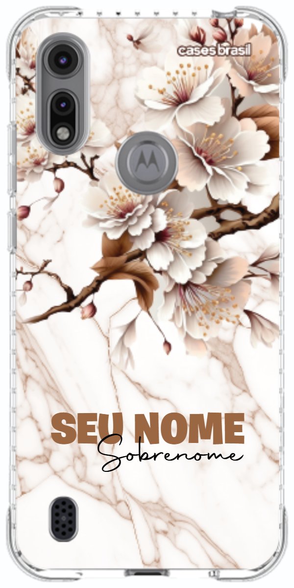 Capinha para Celular Mármore Sépia Floral