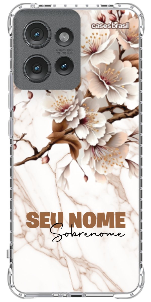 Capinha para Celular Mármore Sépia Floral