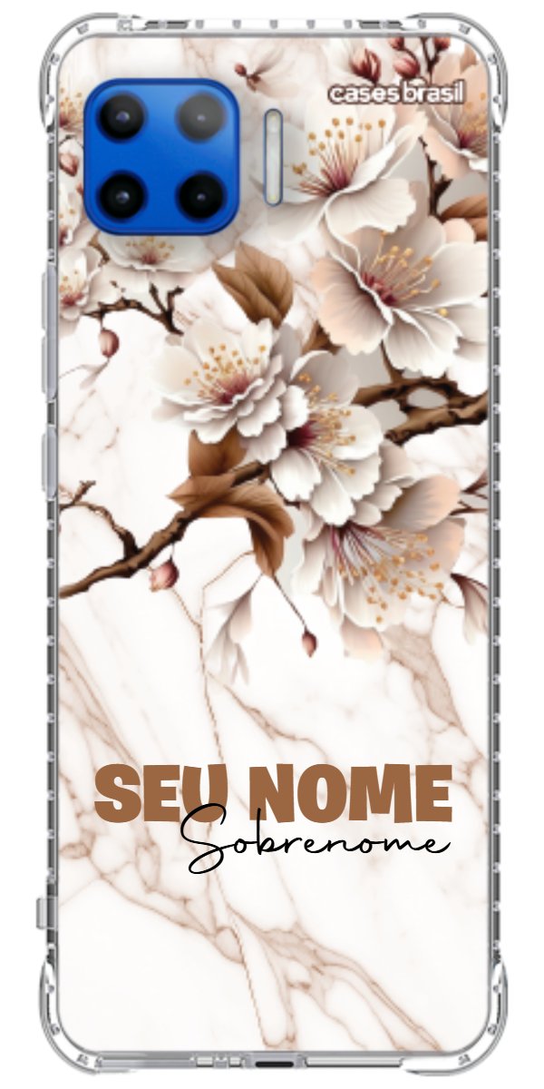 Capinha para Celular Mármore Sépia Floral