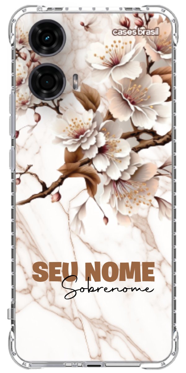 Capinha para Celular Mármore Sépia Floral