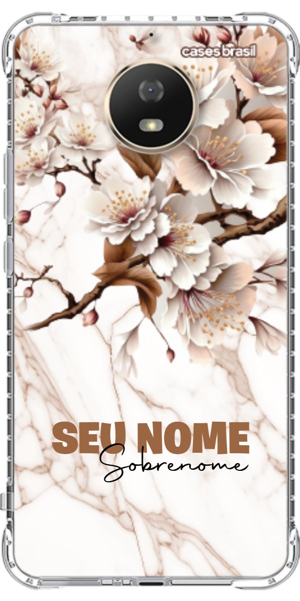 Capinha para Celular Mármore Sépia Floral
