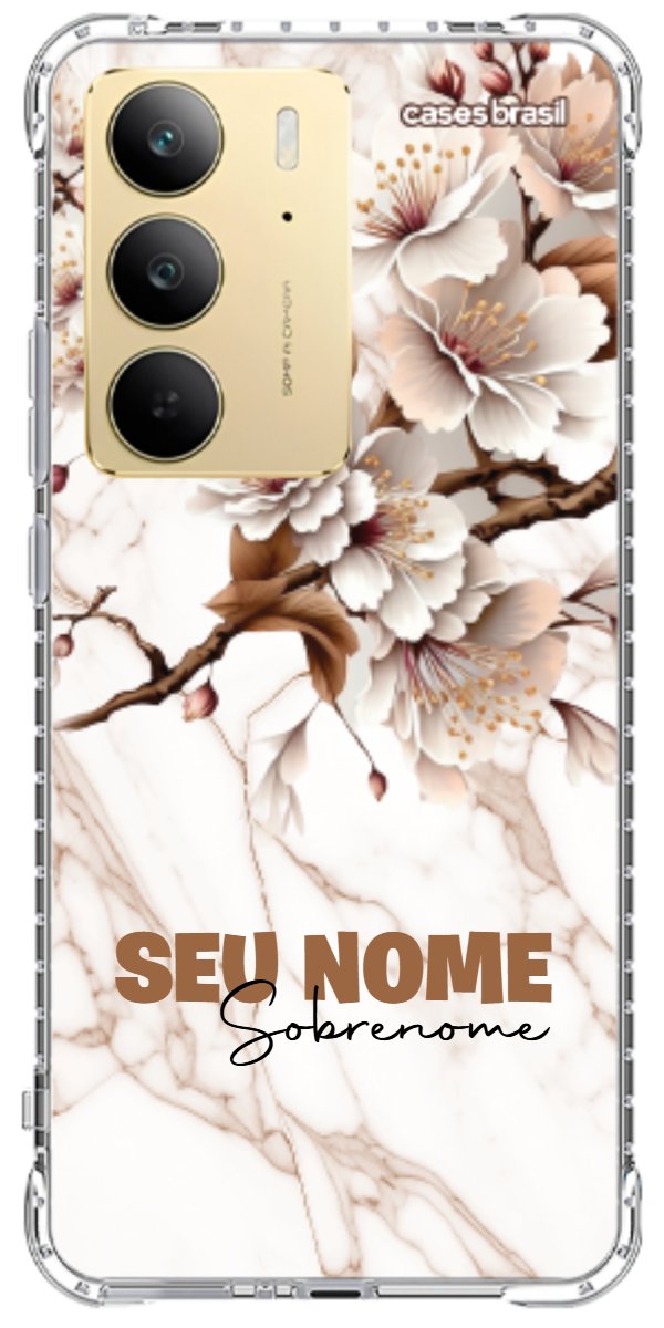 Capinha para Celular Mármore Sépia Floral