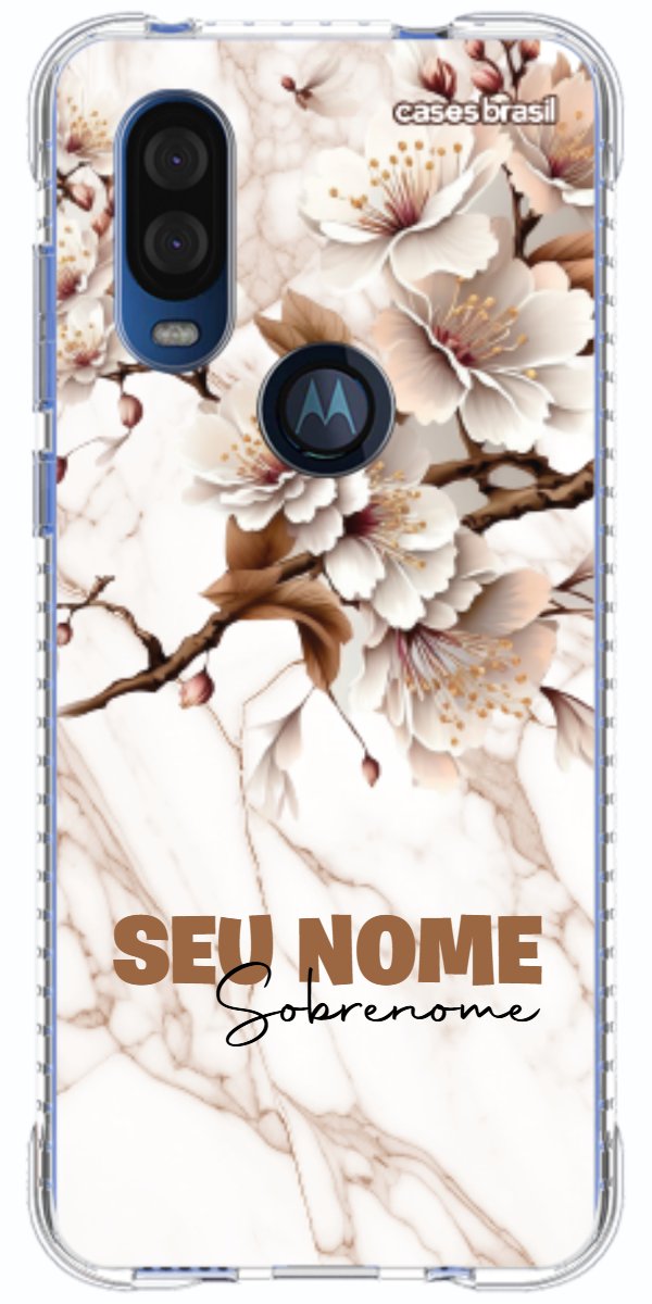 Capinha para Celular Mármore Sépia Floral