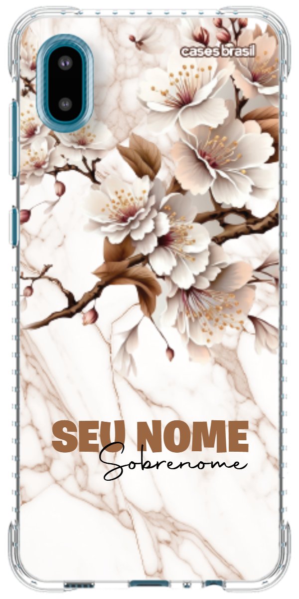 Capinha para Celular Mármore Sépia Floral