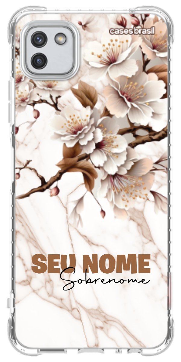 Capinha para Celular Mármore Sépia Floral