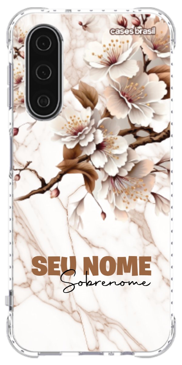 Capinha para Celular Mármore Sépia Floral
