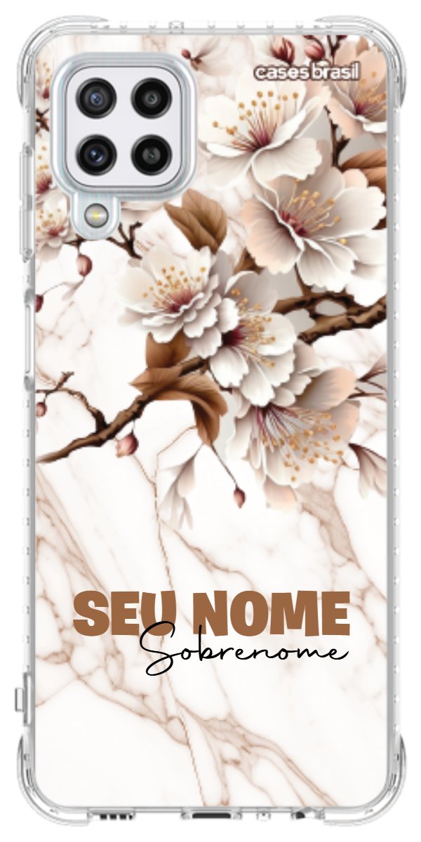 Capinha para Celular Mármore Sépia Floral
