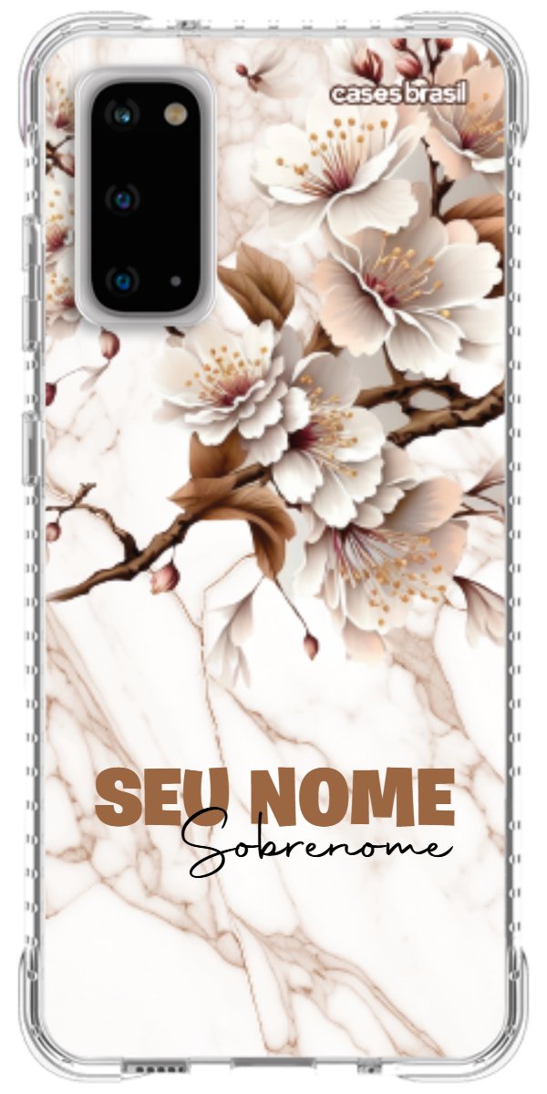 Capinha para Celular Mármore Sépia Floral