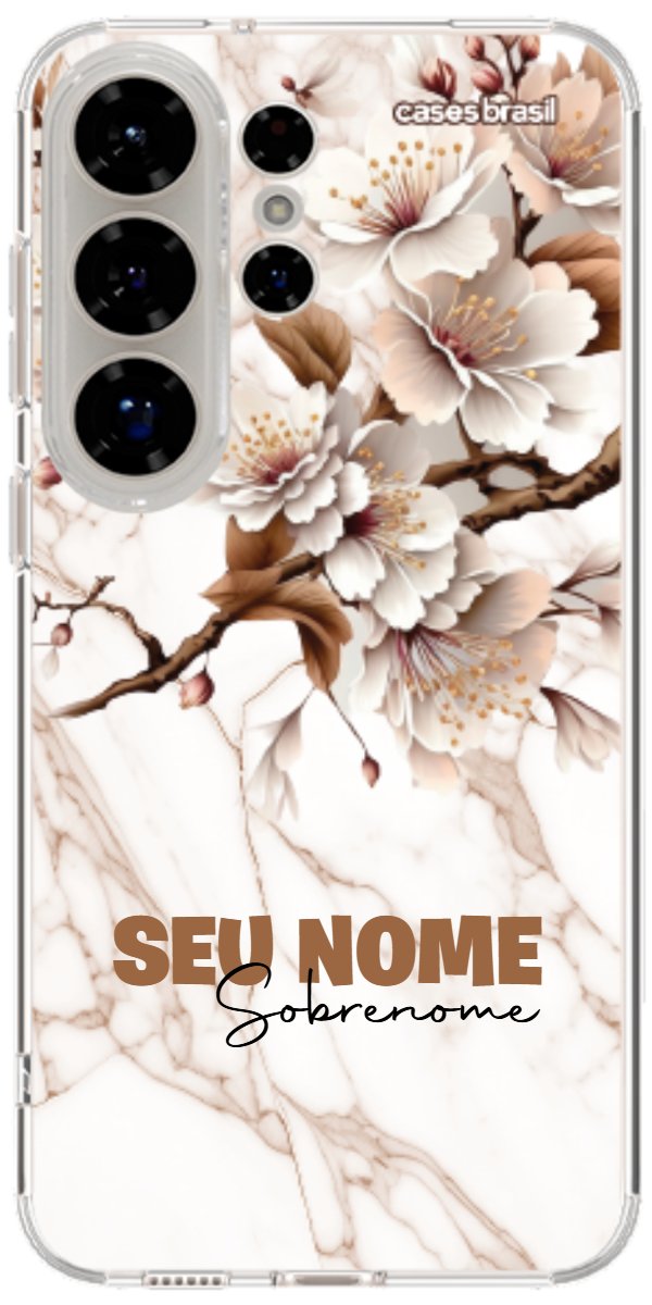 Capinha para Celular Mármore Sépia Floral