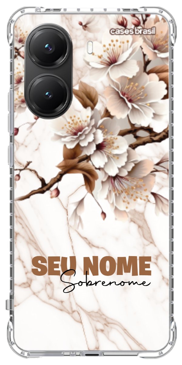 Capinha para Celular Mármore Sépia Floral