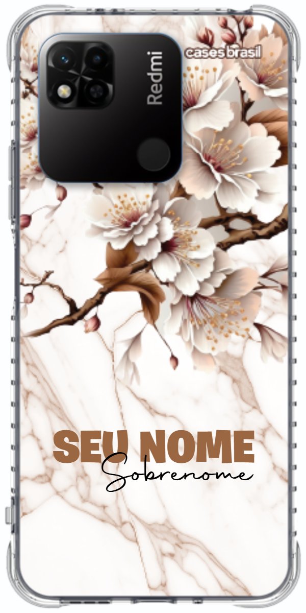 Capinha para Celular Mármore Sépia Floral