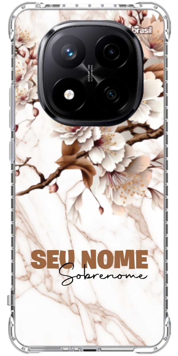 Capinha para Celular Mármore Sépia Floral