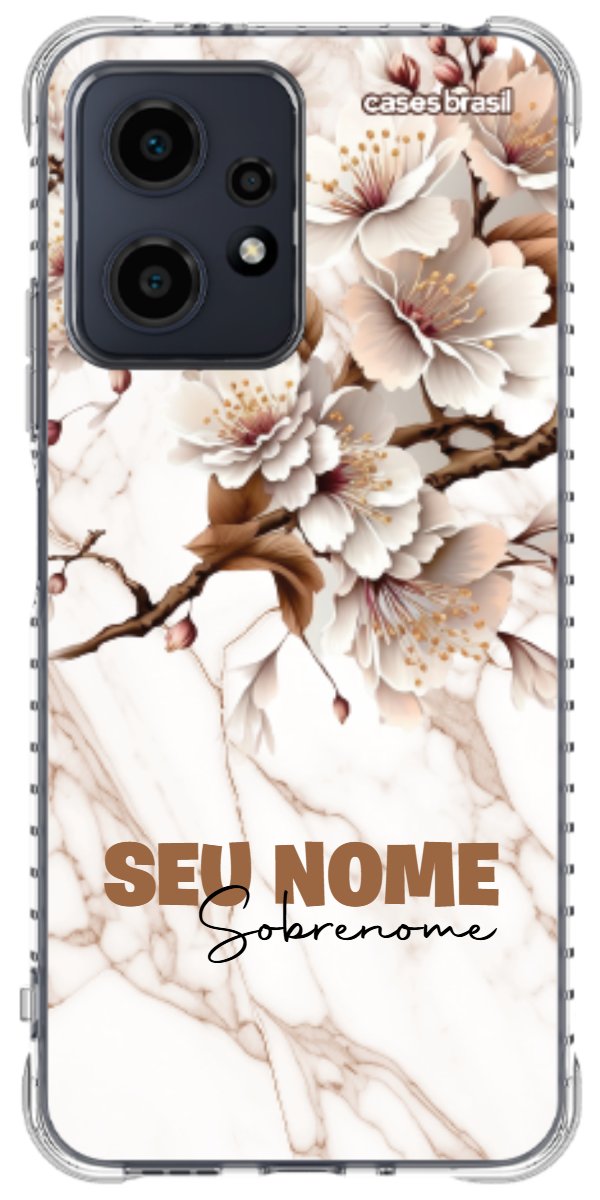 Capinha para Celular Mármore Sépia Floral