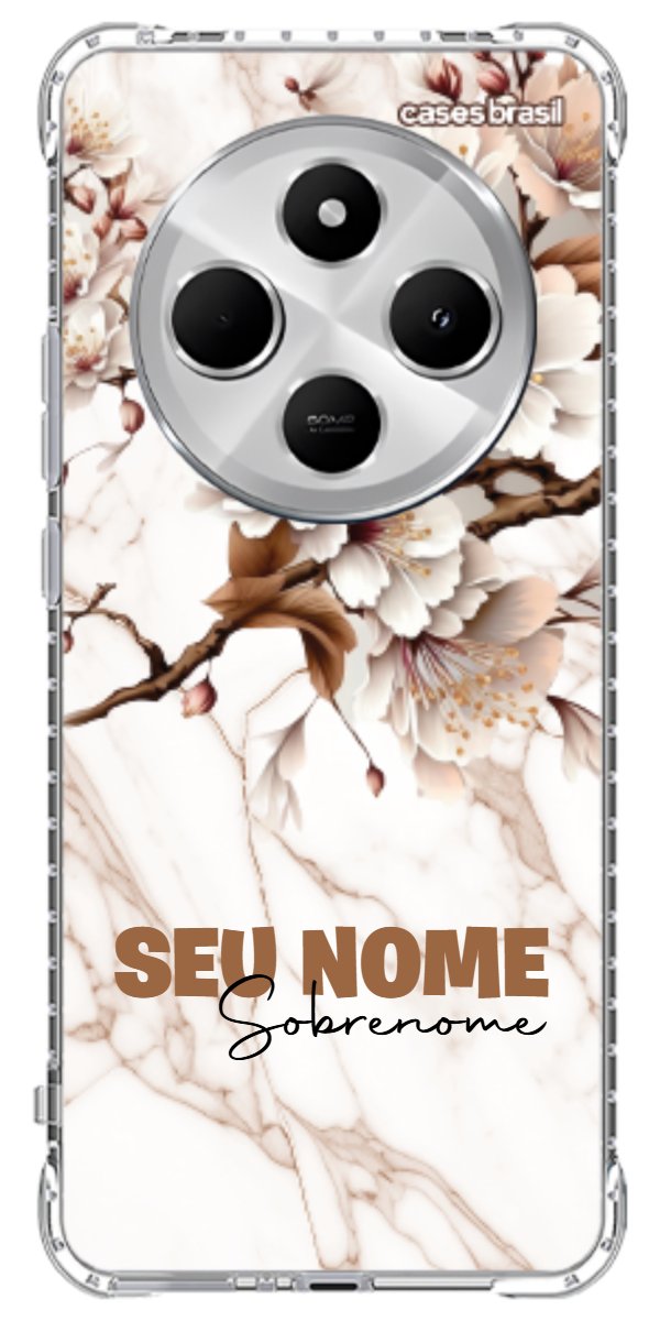 Capinha para Celular Mármore Sépia Floral