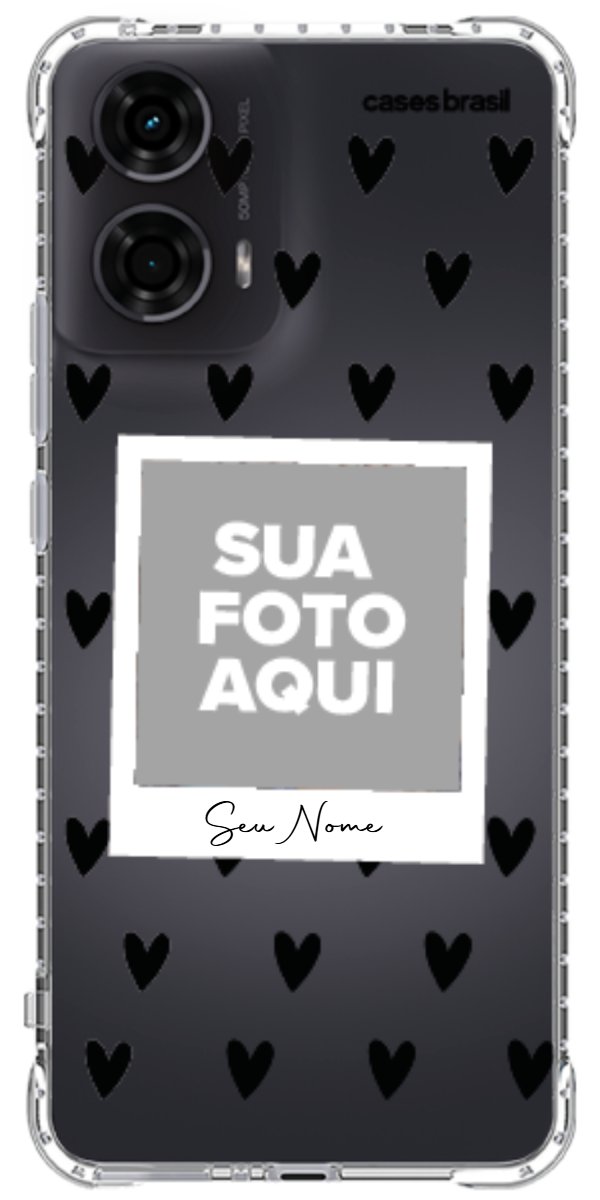 Capinha para Celular Polaroid Corações Black