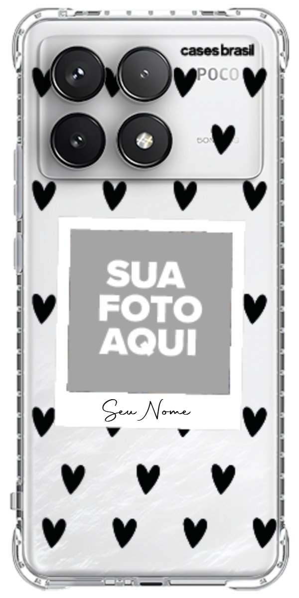 Capinha para Celular Polaroid Corações Black