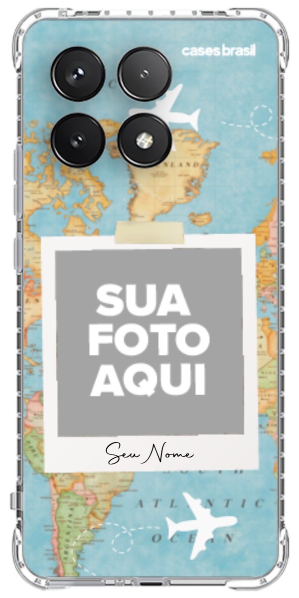Capinha para Celular Polaroid Mapa Mundi