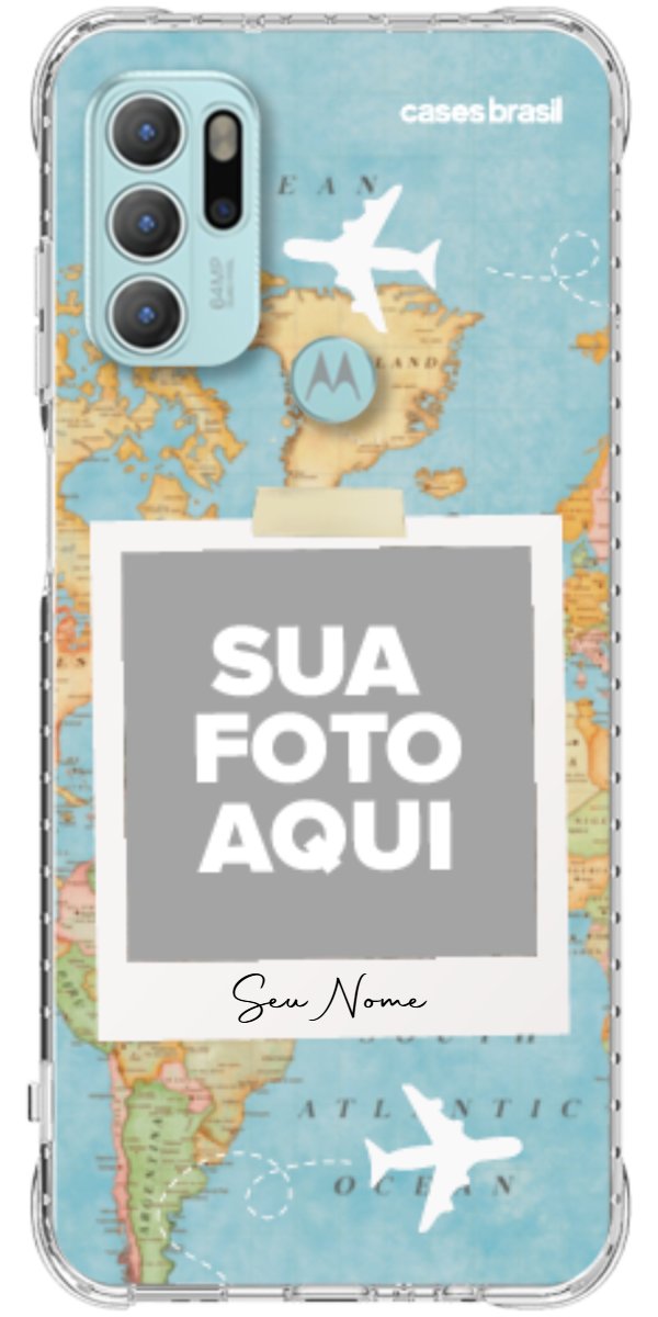 Capinha para Celular Polaroid Mapa Mundi
