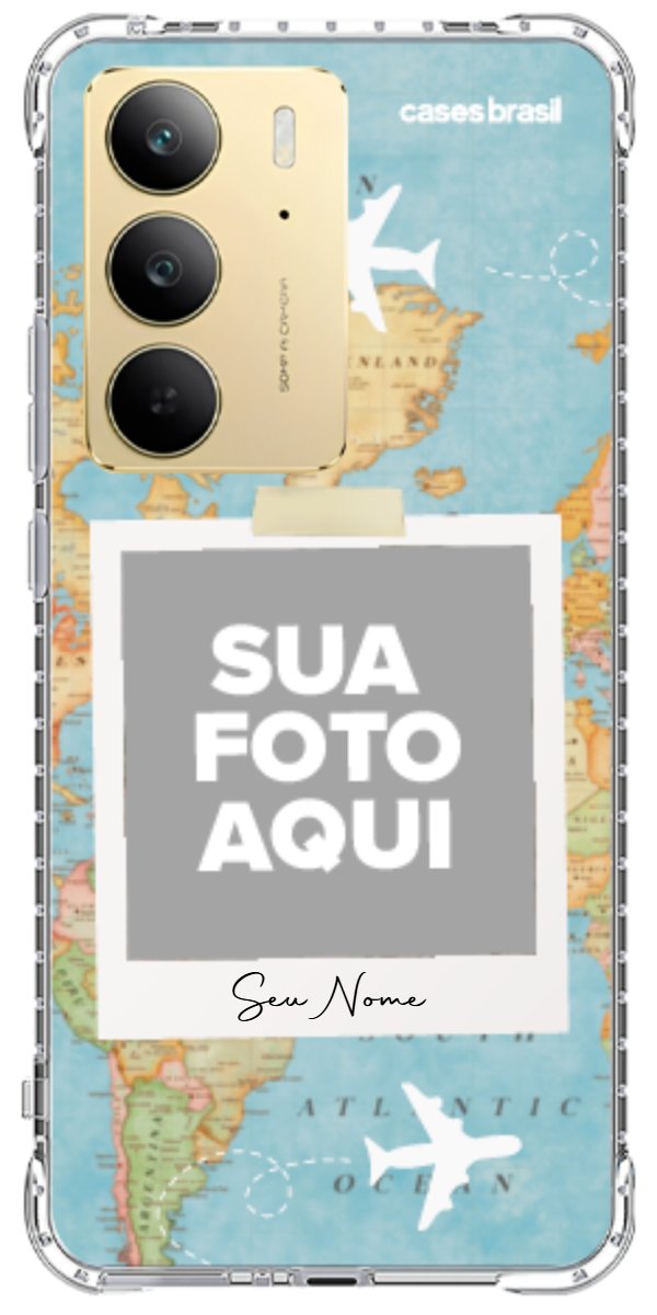 Capinha para Celular Polaroid Mapa Mundi
