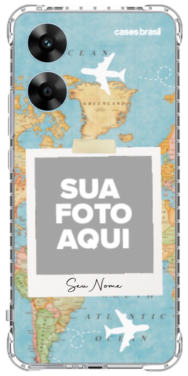 Capinha para Celular Polaroid Mapa Mundi