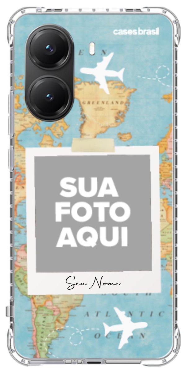 Capinha para Celular Polaroid Mapa Mundi