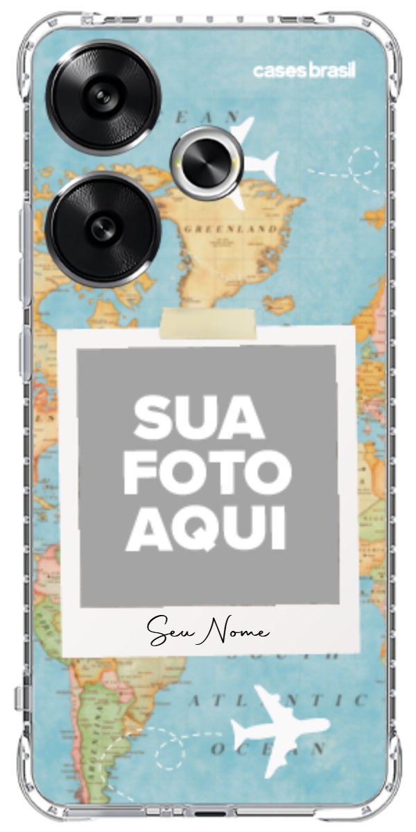 Capinha para Celular Polaroid Mapa Mundi