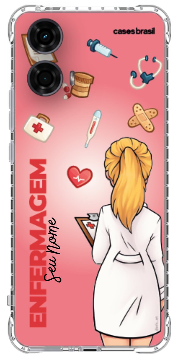 Capinha para celular Enfermagem - Boneca Profissão Com Fundo